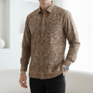 kemeja pria lengan panjang tenun endek catri